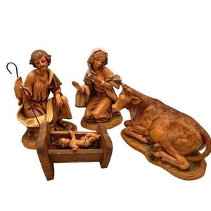 Simonetti Depose Fontanini Italy Nativity Mary,Joseph,Baby Jesus,Ox   1983 4 pc